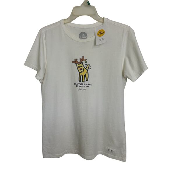 NWT Life is Good Christmas Dog Short Sleeve Shirt Size Small Holiday Dog Lover - Picture 1 of 7